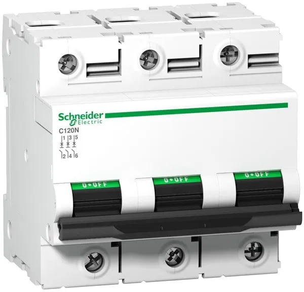 Schneider Electric Automaattisulake C120N 3P 100A Mono-liitin C-käyrä 10kA 230/400V Leveys 81mm