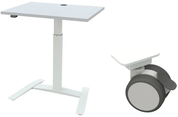 Yksijalkainen säädettävä työpöytä - Pyörillä